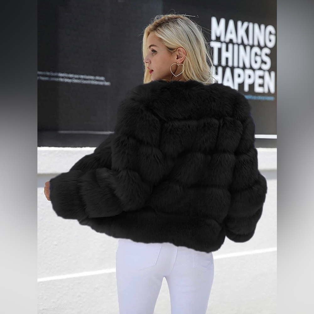 BRAND NEW Faux Fur Black Short Coat Jacket